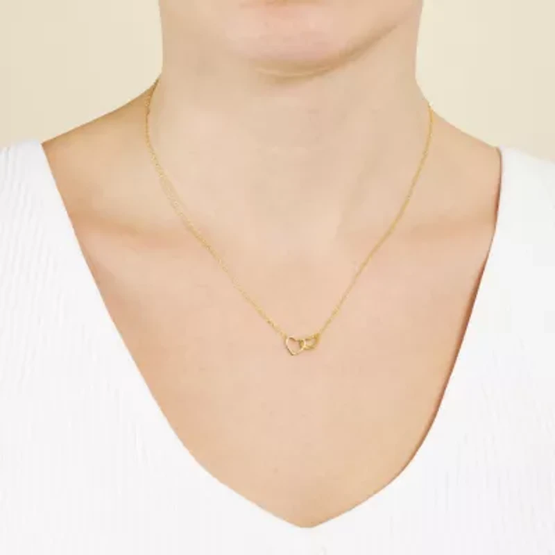Silver Treasures Womens 14K Gold Over Silver Heart 16 Inch Pendant Necklace