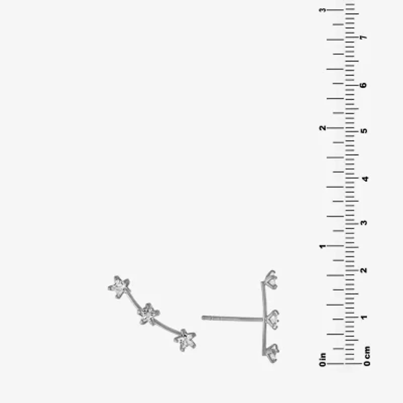 Silver Treasures Womens Cubic Zirconia Sterling Silver Star Ear Climbers