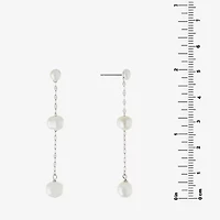 Silver Treasures Womens White Simulated Pearl Sterling Silver Drop Earrings