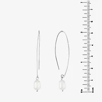 Silver Treasures Womens White Simulated Pearl Sterling Silver Drop Earrings