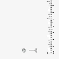 Silver Treasures Cubic Zirconia Sterling Silver 7mm Heart Stud Earrings
