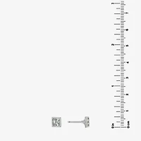 Silver Treasures Cubic Zirconia Sterling Silver 6mm Square Stud Earrings