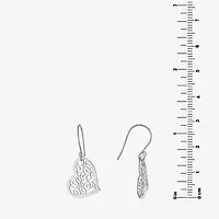 Silver Treasures Womens Sterling Silver Heart Drop Earrings