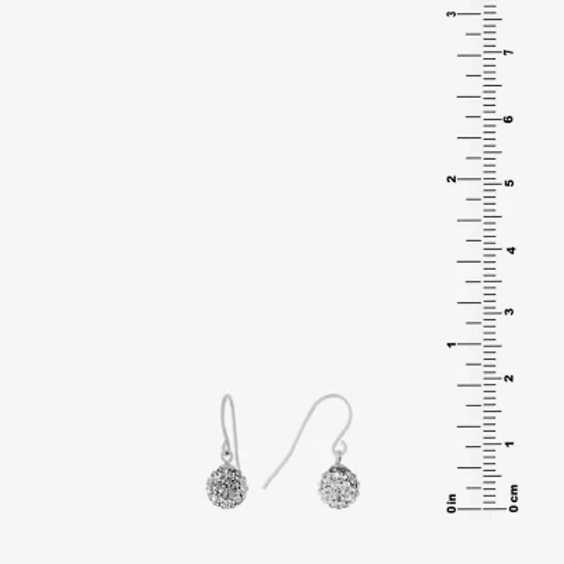 Silver Treasures Womens Crystal Sterling Silver Ball Drop Earrings