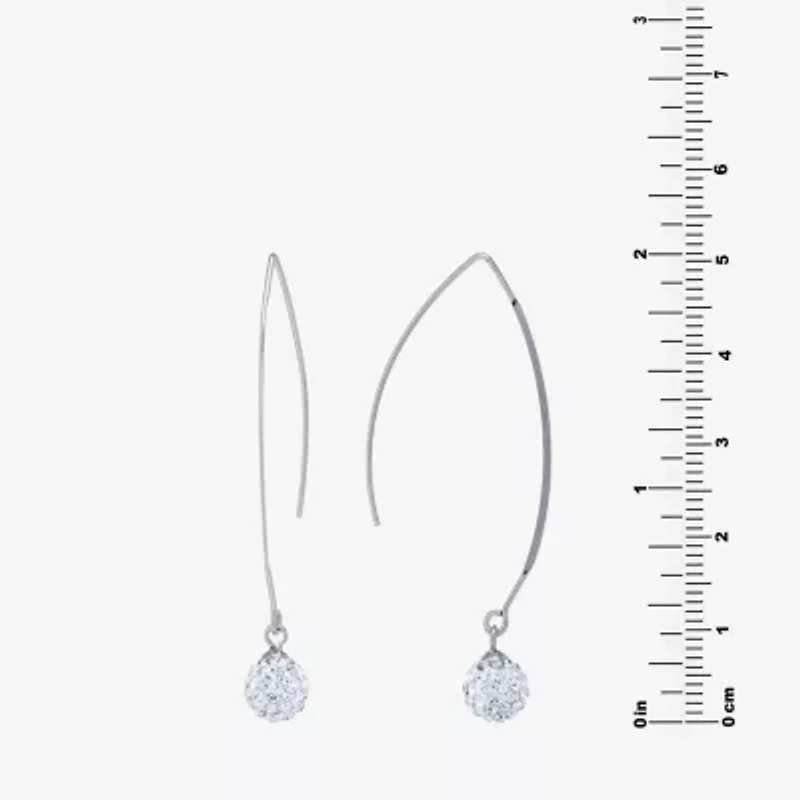 Silver Treasures Womens Crystal Sterling Silver Drop Earrings