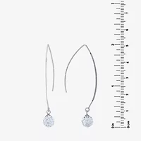 Silver Treasures Womens Crystal Sterling Silver Drop Earrings