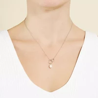 Silver Treasures Womens White Cultured Freshwater Pearl Sterling Silver Round 16 Inch Pendant Necklace