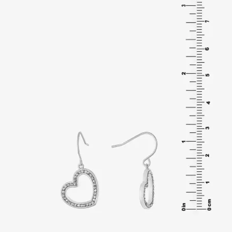 Silver Reflections Crystal Pure Silver Over Brass Heart Drop Earrings