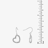 Silver Reflections Crystal Pure Silver Over Brass Heart Drop Earrings