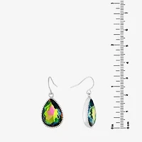 Sparkle Allure Silver Reflections Womens Blue Crystal Pure Over Brass Pear Drop Earrings