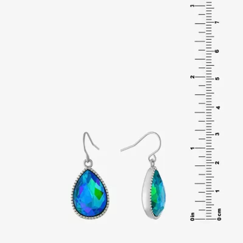 Sparkle Allure Silver Reflections Womens Blue Crystal Pure Over Brass Pear Drop Earrings
