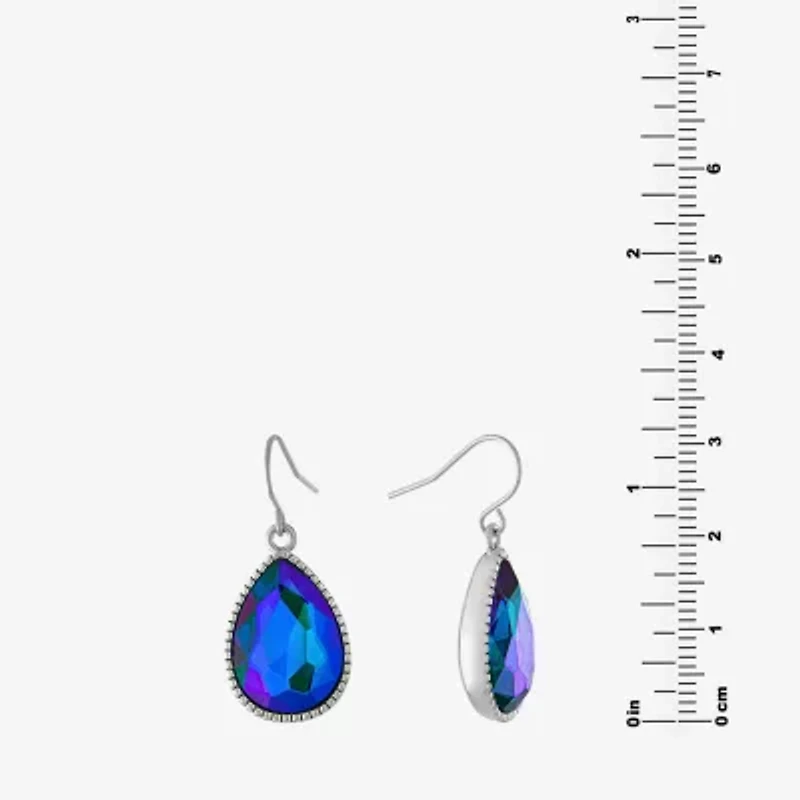 Sparkle Allure Silver Reflections Womens Blue Crystal Pure Over Brass Pear Drop Earrings