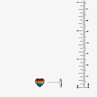 Silver Treasures Multi Color Crystal Sterling Silver 8.4mm Heart Stud Earrings