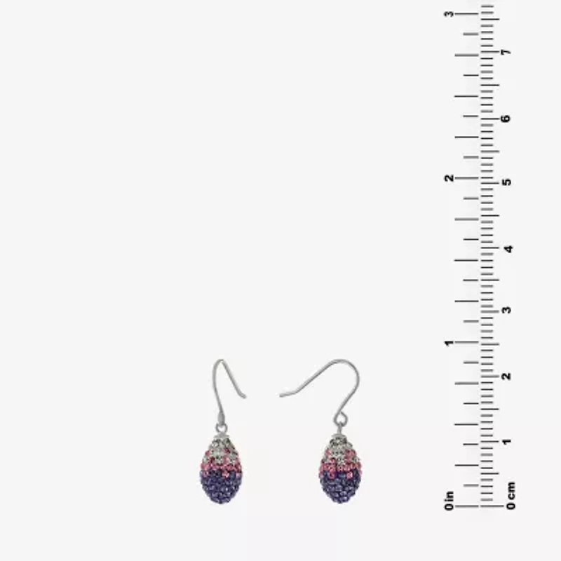 Silver Treasures Womens Purple Crystal Sterling Silver Drop Earrings