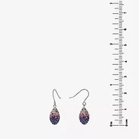 Silver Treasures Womens Purple Crystal Sterling Silver Drop Earrings