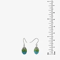 Silver Treasures Womens Purple Crystal Sterling Drop Earrings