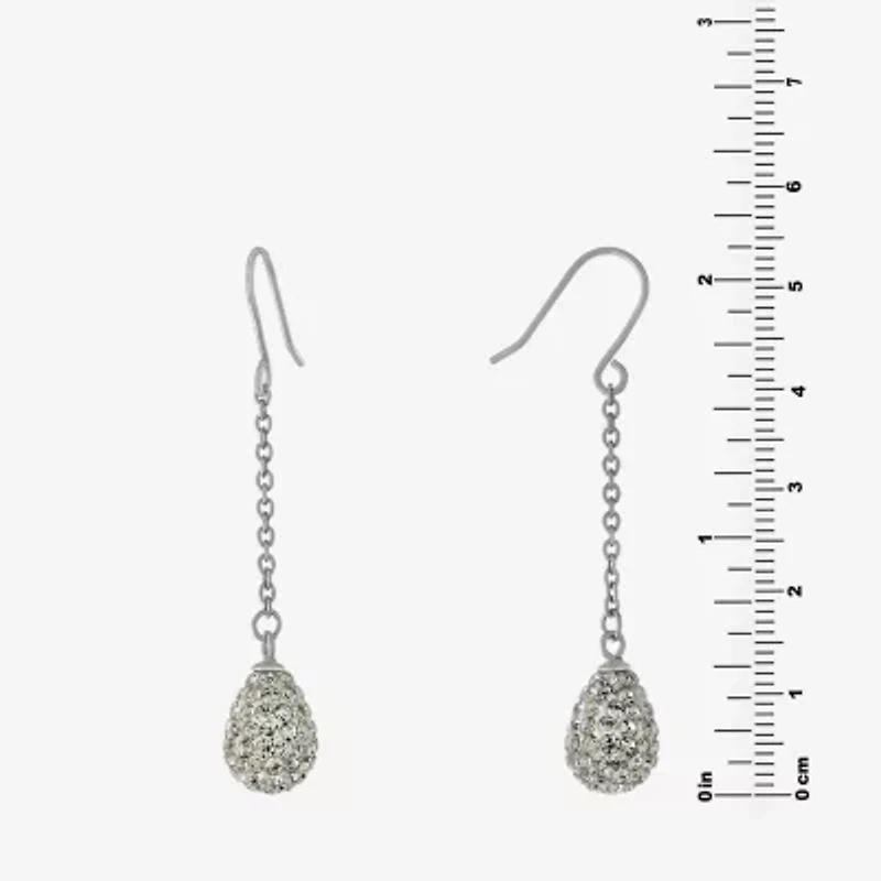 Silver Treasures Womens Crystal Sterling Silver Drop Earrings