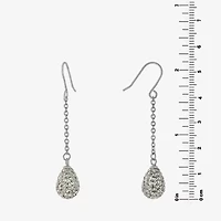 Silver Treasures Womens Crystal Sterling Silver Drop Earrings