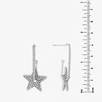 Sparkle Allure Womens Crystal Pure Silver Over Brass Star Drop Earrings
