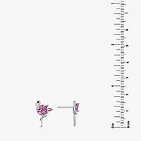 Silver Treasures Flamingo Pink Cubic Zirconia Sterling Silver 16.2mm Stud Earrings