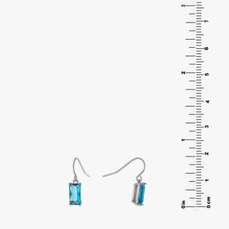 Silver Treasures Womens Cubic Zirconia Sterling Rectangular Drop Earrings
