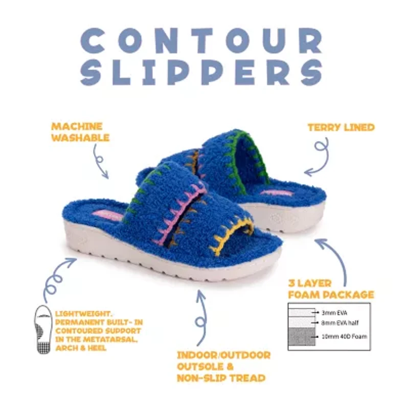Muk Luks Double Strap Womens Memory Foam Slip-On Slippers