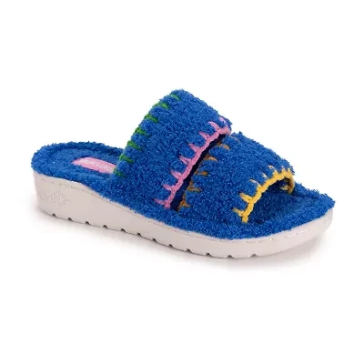 Muk Luks Double Strap Womens Memory Foam Slip-On Slippers