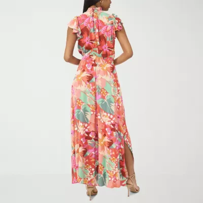 MSK Womens Mock Neck Short Sleeve Jumpsuit