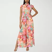 MSK Womens Mock Neck Short Sleeve Jumpsuit