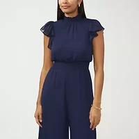 MSK Womens Mock Neck Short Sleeve Jumpsuit