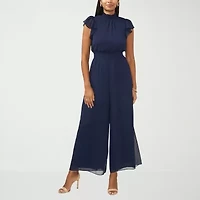 MSK Womens Mock Neck Short Sleeve Jumpsuit