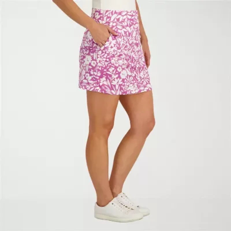 Stella Parker Womens Floral Knit Skirt Swimsuit Cover-Up