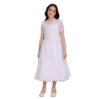 Bonnie Jean Little & Big Kid Girls Short Sleeve Lace Satin Fit + Flare Dress