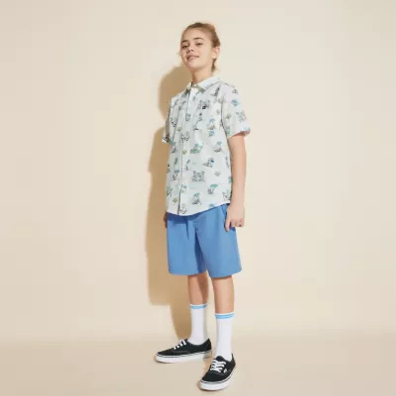 Quiksilver Big Kid Boys Short Sleeve Regular Fit Button-Down Shirt