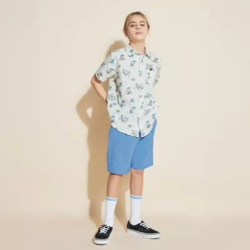 Quiksilver Big Kid Boys Short Sleeve Regular Fit Button-Down Shirt