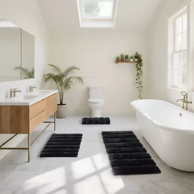 Madison Park Tufted Pearl Channel Soft Solid Bath Rug