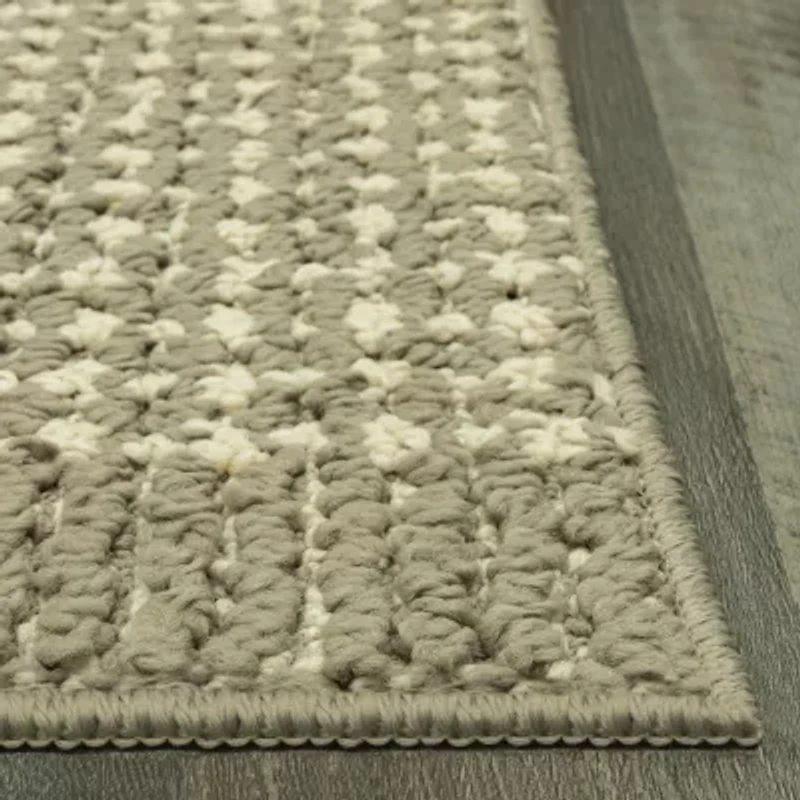 Maples Banded Grid Gray Indoor Rectangular Accent Rug