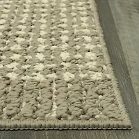 Maples Banded Grid Gray Indoor Rectangular Accent Rug