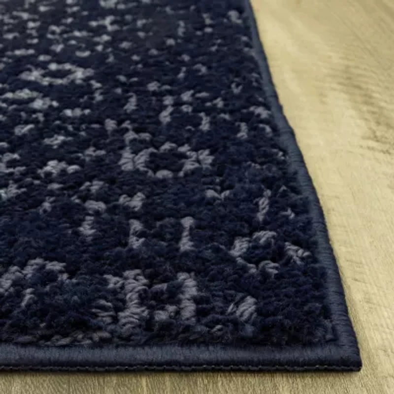 Maples Mono Navy Indoor Rectangular Accent Rug