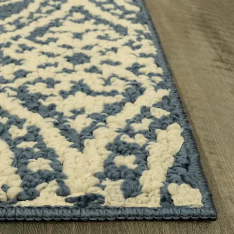 Maples Circle Medallion Blue Indoor Rectangular Accent Rug