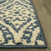 Maples Circle Medallion Blue Indoor Rectangular Accent Rug