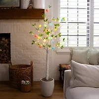 Nearly Natural 5ft Blooming Easter Egg Twig Lighted Indoor Artificial Tree