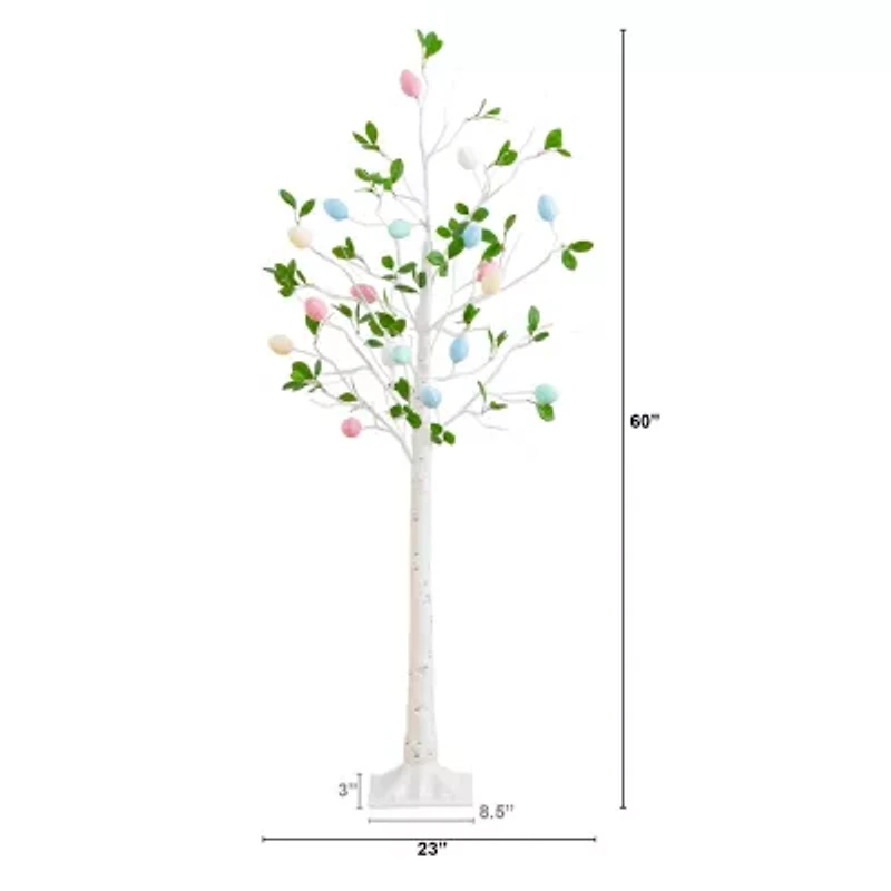 Nearly Natural 5ft Blooming Easter Egg Twig Lighted Indoor Artificial Tree