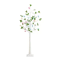 Nearly Natural 5ft Blooming Easter Egg Twig Lighted Indoor Artificial Tree