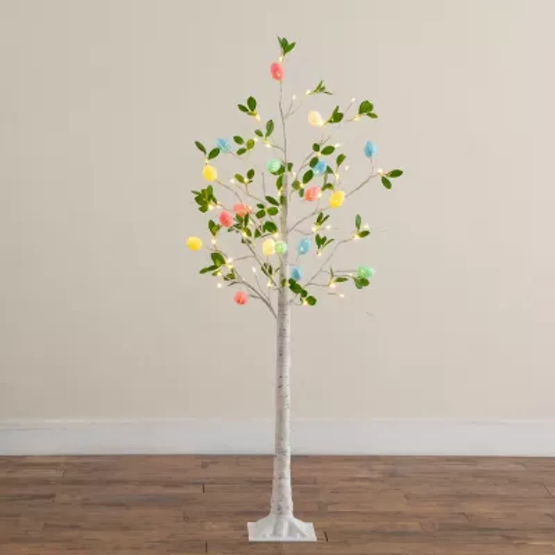 Nearly Natural 5ft Blooming Easter Egg Twig Lighted Indoor Artificial Tree