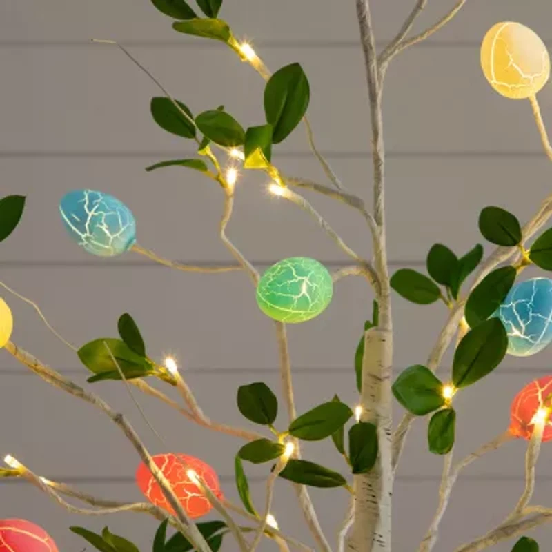 Nearly Natural 5ft Blooming Easter Egg Twig Lighted Indoor Artificial Tree