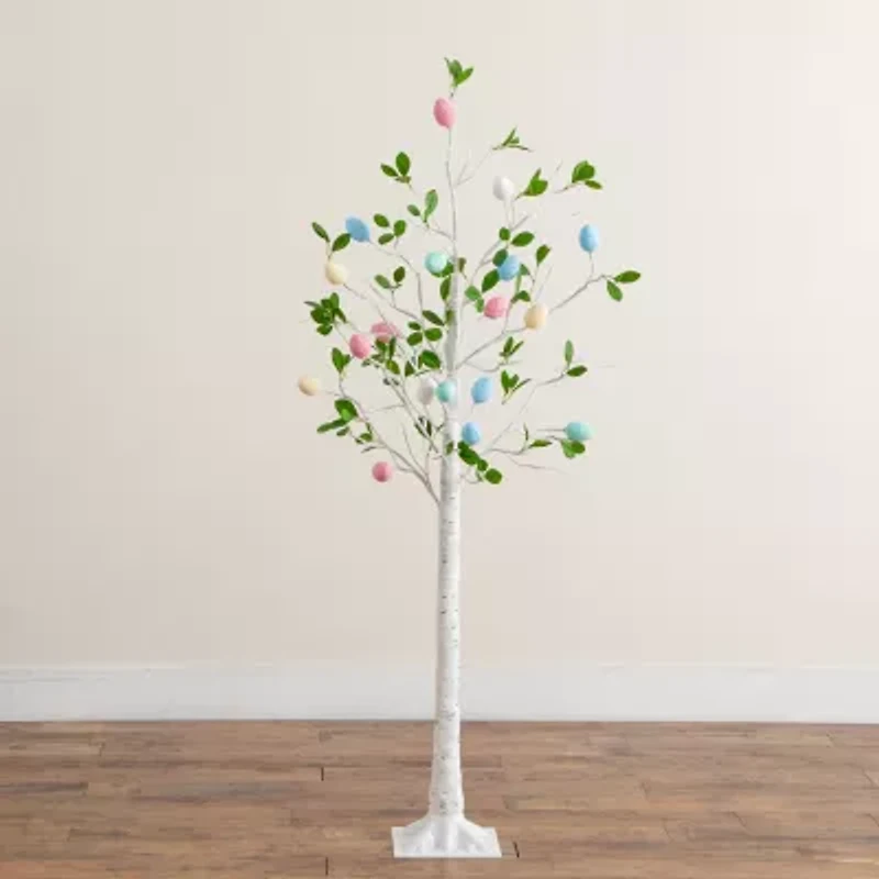 Nearly Natural 5ft Blooming Easter Egg Twig Lighted Indoor Artificial Tree