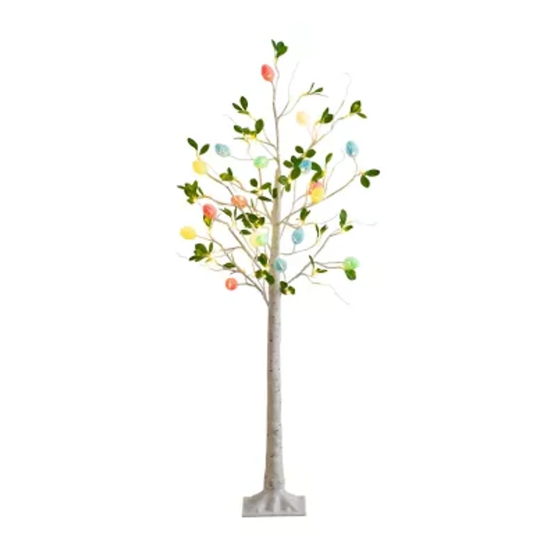 Nearly Natural 5ft Blooming Easter Egg Twig Lighted Indoor Artificial Tree