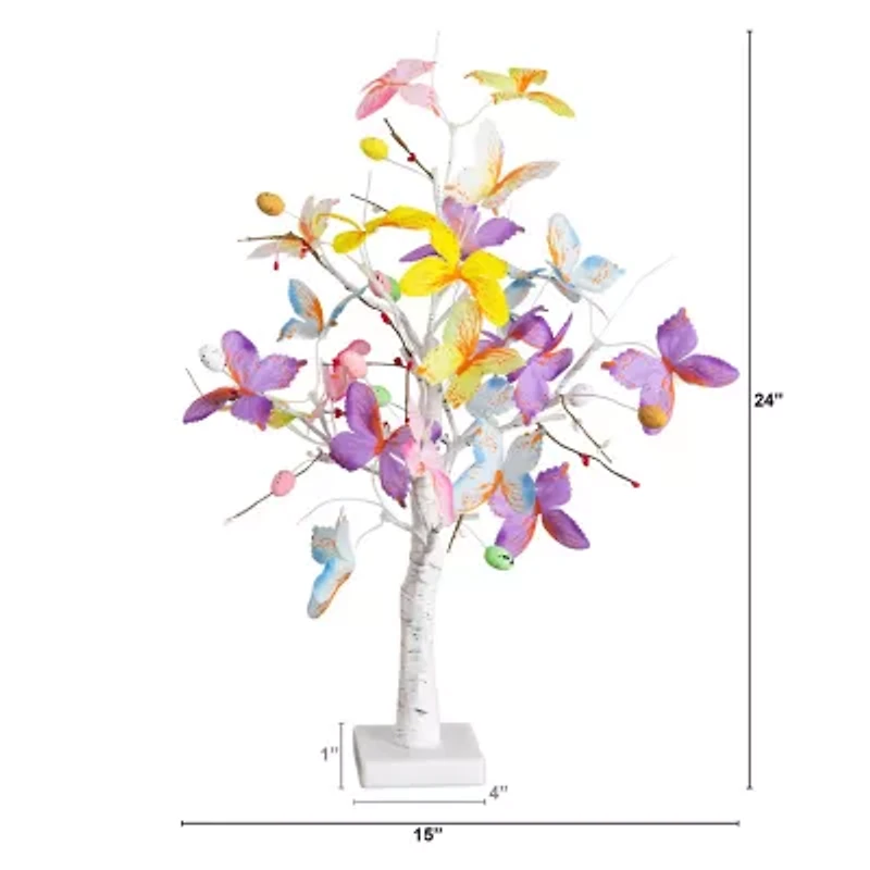 Nearly Natural 2ft Butterfly Twig Indoor Artificial Tree