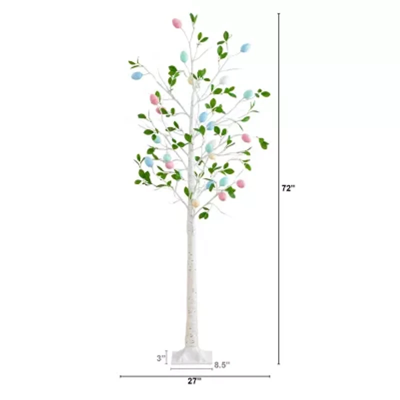Nearly Natural 6ft Blooming Easter Egg Twig Indoor Artificial Tree